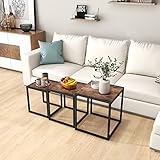 Tisch 3er Set Beistelltische Couchtisch Verschiedene Formen Sofatisch multifunktional Kaffeetisch elegant Metallfuß MDF Satztisch robust Stahlrahmen für Wohnzimmer Schlafzimmer vintagebraun-schwarz