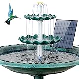 AISITIN DIY Brunnen Dunkelgrün,Vogeltränke Sets mit 3,5W Solar Springbrunnen, 3 Stufige Vogelfütterer für Draußen,Vogelbad und DIY Solarbrunnen Abnehmbar und Geeignet für Vogeltränke, Garten