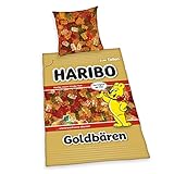 Herding Haribo Goldbärentüte Bettwäsche-Set, Wendemotiv, Kopfkissenbezug 80 x 80 cm, Bettbezug 135 x 200 cm, Mit leichtläufigem Reißverschluss, Baumwolle/Renforcé