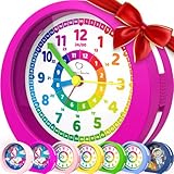 Honey's Heaven Kinderwecker ohne Ticken - für Jungen und Mädchen - Lernwecker Lernuhr Weckuhr Kinderuhr Quarzwecker Snooze Analog Quartz Wecker (Violet)