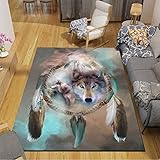 Teppich 3D Wölfe drucken Teppich Home Wohnzimmer Schlafzimmer Bodenmatte Türmatte Anti-Rutsch Stuhl Matte Badezimmer Teppich 50×80cm