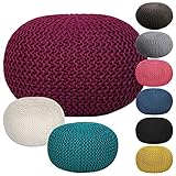 casamia Sitzpouf Pouf Strickhocker Strickpuff Ø 55cm Premium Innen Terrasse Pool Garten waschbar brillant Farbe beige - lipizano