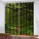 REPWEY Vorhänge Blickdicht 3D Wald Naturlandschaft Druck Verdunkelungsvorhang, Thermogardine Mit Ösen Für Wohnzimmer Schlafzimmer Kinderzimmer Fensterdekoration Ösenschal 2Er Set 234X230cm (BxH)