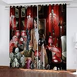 REPWEY Vorhänge Blickdicht Gardinen Mit Ösen Thermovorhang Verdunkelungsvorhang Für Kinderzimmer Wohnzimmer Fensterdekoration 3D Mode Frau Porträt Muster Ösenschal 220X214cm (BxH) 2Er Set
