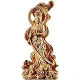 HANDIYA Skulptur Handwerkliche Skulptur Holz Guanyin Figur Statue Bodhisattva Dekoration Buddha Fernseher Kabinett-Desktop-Couchtisch-Handwerk