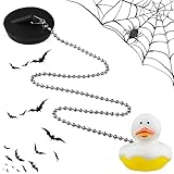 Waschbeckenstöpsel aus Gummi 45 mm/1.78 Zoll Halloween Abflussstopfen mit Cartoon Muster Tiere Lange Metallkette für Bad,Waschbecken,Küche,Waschbecken,Abfluss,Badewanne,Badezimmer,Löcher (F)