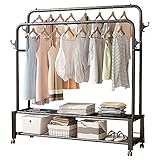 Schuhbank-Garderobenständer, Kleiderbügel, Metall-Garderobenständer, Kleiderstangen aus Metall für Kleidung, Garderobenständer freistehend, Standgarderobe, für Schlafzimmer, Heimbüro, Innenb
