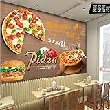 FBITE Leckere Pizza Western Fast Food Restaurant Braune Holzplatte Textur Hintergrund Wandbild Tapete Casual Snack Dekoration Wandbild Benutzerdefinierte 3D Tapete Paste 250x170cm