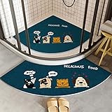 Gebogene Badematte, Plüsch, weich, Komfort + Eckduschmatte, Luffa, schnell abtropfend, schnell trocknend, Sets, 2-teilig, waschbar, Blau, 2 Sektoren, 65 x 65 cm