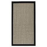 casa pura® Sisal Teppich aus Naturfasern mit Bordüre aus Baumwolle | pflegeleicht | Größe wählbar (Grau, 70 x 130 cm)