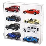 FURENMA Acryl-Vitrine im Maßstab 1/64, 1 x Kristall-Vitrine, Vitrine, Vitrine, für Mini-Spielzeugauto und Figuren, 8 Fächer, transparente Aufbewahrungsbox, 19,6 cm B x 4,6 cm T x 17,3 cm H
