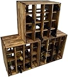 Kistenkolli Altes Land geflammtes Weinregal 16er Maße 40x40x27cm Regalkiste Flaschenablage Weinregal Apfelkiste/Weinkiste (3er Set 16er geflammt)