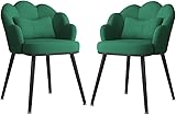 Moderne Küche Esszimmer Stühle Set Küche Leder Esszimmerstühle 2er-Set, mit ergonomischen Armlehnen, Rückenlehne und Metallbeinen für Theke, Lounge, Wohnzimmer, Empfangsstuhl (Farbe: Grün, Größe: Bla