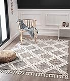 the carpet Vera Handmade-Look, Super Weicher Wohnzimmer Teppich, 3D Effekt, Hochflor, Langflor, Skandinavisch, Rauten Muster, Grau, 120 x 170 cm
