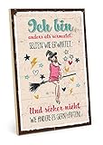 TypeStoff Holzschild mit Spruch – anders – im Vintage-Look mit Zitat als Geschenk und Dekoration zum Thema Frauen, Selbstständigkeit und Selbstbewußtsein - HS-00993