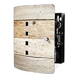 banjado® Design Schlüsselkasten aus Edelstahl mit Motiv Graues Holz für 10 Schlüssel - Schlüsselschrank zur Schlüssel Aufbewahrung 24 x 21,5 x 7cm groß mit praktischem Magnetverschluss