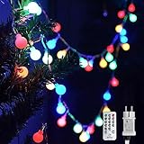 WOWDSGN Kugel Lichterkette,20M 200 LEDs Lichterkette Dimmbar, Partylichterkette mit Stecker für Innen und Außen, 8 Leuchtmode, Enegiesparend, ideal für Weihnachten, Hochzeit, Party, Garten, Bunt