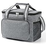 DUNSOO Kühltasche Klein 15L, Kleine Kuhltasche fur Unterwegs, Kuhltaschen Faltbar, Thermotasche für Picknick/BBQs/Camping/Ausflügen/Einkaufen/Auto, Grau