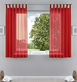 2er-Pack Gardinen Transparent Vorhang Set Wohnzimmer Voile Schlaufenschal mit Bleibandabschluß HxB 175x140 cm Rot, 61000CN