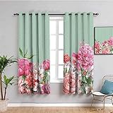 SPADEACES Verdunkelungsvorhang Kinderzimmer Junge Mädchen, 3D Blumenpflanzenmode Muster Vorhang Blickdicht Ösen, Thermovorhänge 2Er Set Schlafzimmer, Gardinen Wohnzimmer Modern 300X280Cm (BxH)