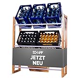 SCHEFF® Getränkekistenregal Holz | 6 Kisten | Silberne Stäbe | Massiver Getränkekistenhalter 100 x 32 x 116 cm | Getränkeregal Made in Europe | Jetzt Modell Wählen