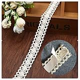 15m Vintage selbstklebende Spitzenband Borte Creme Ivory 20mm breit aus Baumwolle Stoff Spitzenborte Spitze Spitzenbordüre zum Basteln und Dekorieren Geschenke Baumwollspitze Hochzeitsdeko Gläser