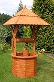 Deko-Shop-Hannusch Zierbrunnen Holzbrunnen Brunnen Gartenbrunnen 1,90 m Dach 97x97 cm imprägniert