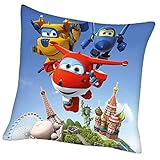 Super Wings Helden | Kinder Deko-Kissen 40 x 40 cm Wende-Motiv