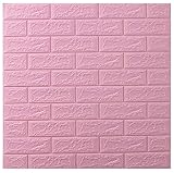 3D Brick Wall Panels For Kitchen, 70 * 77CM 3D Selbstklebende Fliesenaufkleber, Wasserfest Wandaufkleber für Badezimmer, Schlafzimmer, Wohnzimmer, Balkon, Küchen Pink,15 pcs