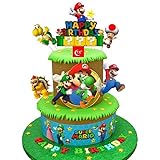 7 Stück Super Mario Kuchen Deko,Wopin Tortendeko Set,Happy Birthday Tortendeko,Perfekt für Baby Shower, Kinder geburtstag Party (Acryl-Kuchendekorationen)