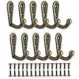 HEIBTENY 10 Stück Garderobenhaken Edelstahl Kleiderhaken,30 x 12 mm langlebige Kleiderhaken einzelne Wand montiert Robe Haken Vintage Prong Kleiderbügel