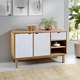 TALCUS Möbel mit Sideboard OTTA braun und weiß 114x43x73,5 cm Massivholz Kiefer