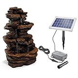 Solar Gartenbrunnen Rock Fountain - extragroßes 5 Watt Solarmodul und 1,5 Ah Akkuspeicher - 315 x 230 x 475 mm - Springbrunnen Wasserspiel Kaskadenbrunnen Garten Akku Solarbrunnen, esotec 101316
