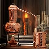 CopperGarden Kupfer Destille Arabia 0,5 Liter I Stabile Tischdestille mit Aromasieb & Spiritusbrenner im Miniformat I Legales Destilliergerät für ätherische Öle/Hydrolate/Düfte/Wasser etc.