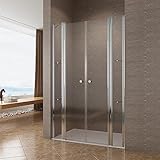 Duschkabine Pendeltür Duschtür 130x197 cm aus 6mm Sicherheitsglas mit Nanobeschichtung Schwingtür Nischentür Duschwand Glas mit Festteil und Duschablagen Verstellbereich von 126-131 cm