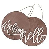 DOITOOL 2 Stück Willkommens-Türschild-Anhänger Frühlings-Außendekoration Holzschilder Hausdekorationen Für Zuhause Dekorative Hängetafel Heimdekoration Türkranz-Aufhänger Einfache