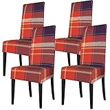 Stuhlhussen 4 Stück Universal, Stuhlhusse Stretch 4er Set Moderne Abnehmbare Stuhlbezug Abdeckung Esszimmer für Hotel, Bankett, Küche, Restaurant, Haus, Hochzeit, Party (Rot，4 Stück)