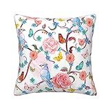 Romantische, ausgefallene Kissenbezüge mit Vögeln, Schmetterling, dekorative Kissenbezüge für Wohnzimmer, Schlafzimmer, Sofa, Couch, Bett, Auto, 30/40/45/50 cm