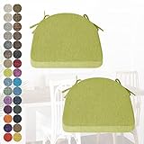 PHUSTJKL 2er Set Stuhlkissen Halbrund Stuhlauflage mit Bändern für Esszimmer, Waschbare rutschfest Sitzkissen mit Reißverschluss für Indoor Zuhause Büro Küche (40x38x38x3cm Hellgrün)