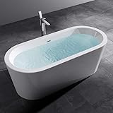 Mai & Mai Freistehende Badewanne 180x80cm AcrylWanne 2 Personen Standbadewanne Ablaufgarnitur V511