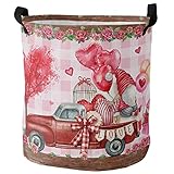 Wäschesammler Love'S Day Truck Love Heart Rustikales Holz Wäschekorb Freistehende Wäschetonne Stabilem Kleider Tasche Für Bad Schlafzimmer Wäsche,40X50Cm