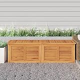 JUNZAI Gartenbox mit Beutel, Kissenbox Outdoor WassBerdicht, Auflagenbox, Aufbewahrungsbox, Terrassenschrank, Gartentruhe, Gartenkiste, Garten Aufbewahrung, 175x50x53 cm Massivholz Teak