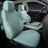 Urbesty Sitzbezüge Auto Maßangefertigt Für Ford-Focus/Ford-Fusion/Ford-Fiesta Autositzbezüge aus Leder Autozubehör 2pcs Green