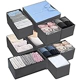 NINGESHOP 10 Stück Ordnungssystem Kleiderschrank,Unterwäsche Organizer Schublade,Grau Faltbare Aufbewahrungsbox Stoff, Storage Boxes, Schrank Schubladentrenner für Socken, Krawatten, Bhs