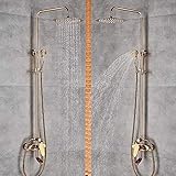 Wasserhahn Doppelgriff-Schalter Für Warm Und Kalt, 20,3 Cm Regenduschkopf, Bad- Und Duscharmatur-Set, Mischbatterie, Goldenes Finish, Wandmontage