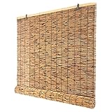 Bambusrollo Sonnenschutz Sichtschutz Rollo Seitenzugrollo Wetterfest Outdoor Raffrollo Bambus-Rollos Für Fenster Blickdicht Jalousie Holzrollos Für Türen Balkon, 40/60/100/120/160cm Breit