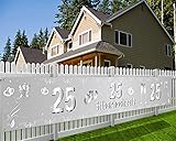 DPKOW 25. Jubiläum Banner für Silberhochzeit Deko, Stoff Banner für Silberpaar 25. Hochzeitstag Deko für Garten Tisch Mauer Innen Außen, Silberne Hochzeit Feier Zubehör, 270 * 35cm