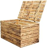 Große Holztruhe 80er mit Deckel 80x50x39cm Hochzeit Schatztruhe Spielzeugkiste Garten Truhe Bank Stauraum Sitztruhe Sitzbank Aufbewahrungstruhe mit großer Kapazität Flur, Schlafzimmer, Wohnzimmer