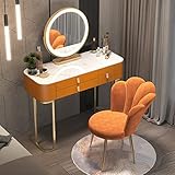 RobLux Schminktisch-Set mit LED-Leuchten, Spiegel, 3 Schubladen Schminktisch-Set mit gepolstertem Hocker Schminktisch für Mädchen-Schlafzimmer