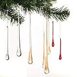 DbKW 6er Set Glastropfen Christbaumschmuck, Echtglas Baumschmuck, Eiszapfen EIS-Tropfen (Rot) …